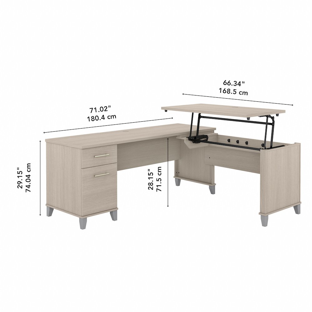 Somerset 72W 3 Position Sit to Stand L Shaped Desk. Picture 10