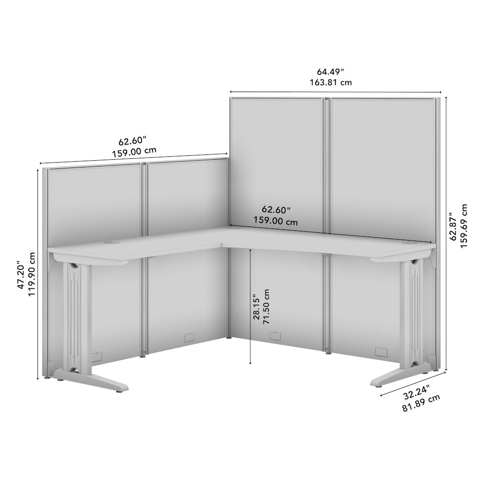 Office in an Hour 65W x 65D L Shaped Cubicle Desk. Picture 10