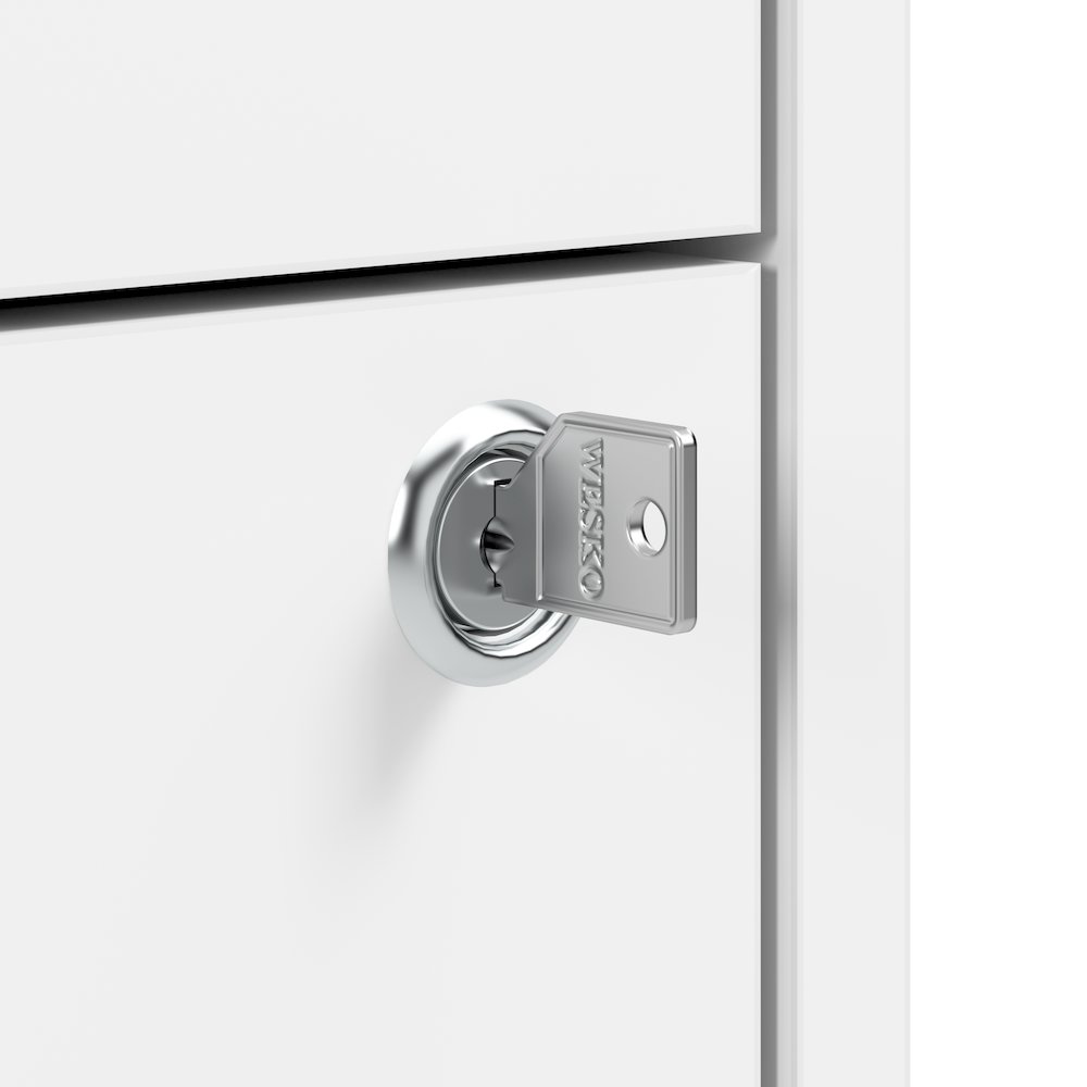 Hustle 3 Drawer Rolling File Cabinet with Lock in White. Picture 6