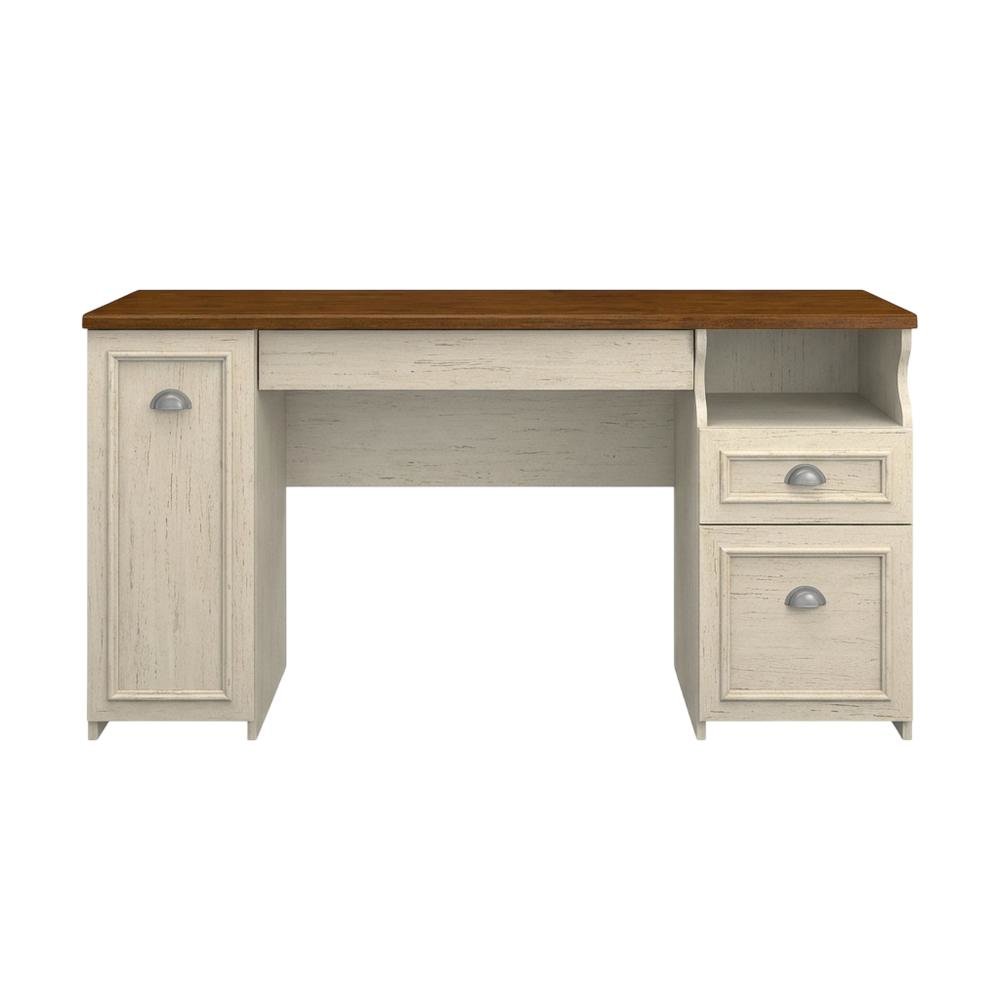 Ivory L-Shaped Desk with 2-Door Storage Cabinet and File Drawer for Home Office. Picture 4