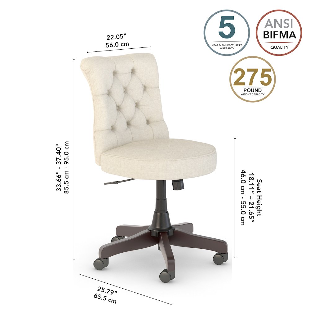 Arden Lane Mid Back Tufted Office Chair. Picture 8