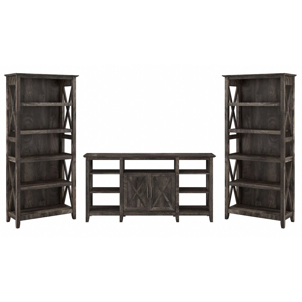 Key West Tall TV Stand with Set of 2 Bookcases. Picture 1
