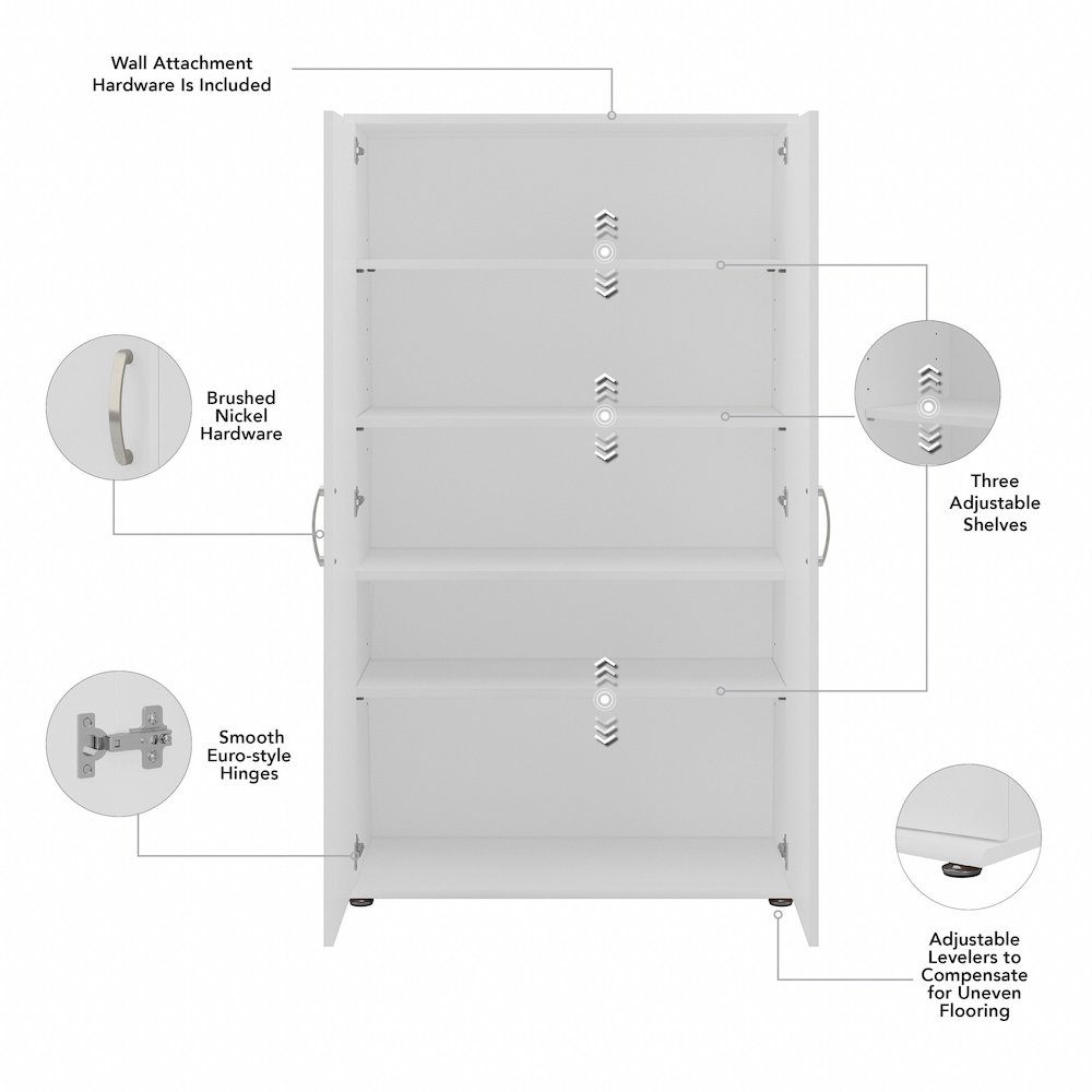 Universal Tall Linen Cabinet with Doors and Shelves. Picture 8
