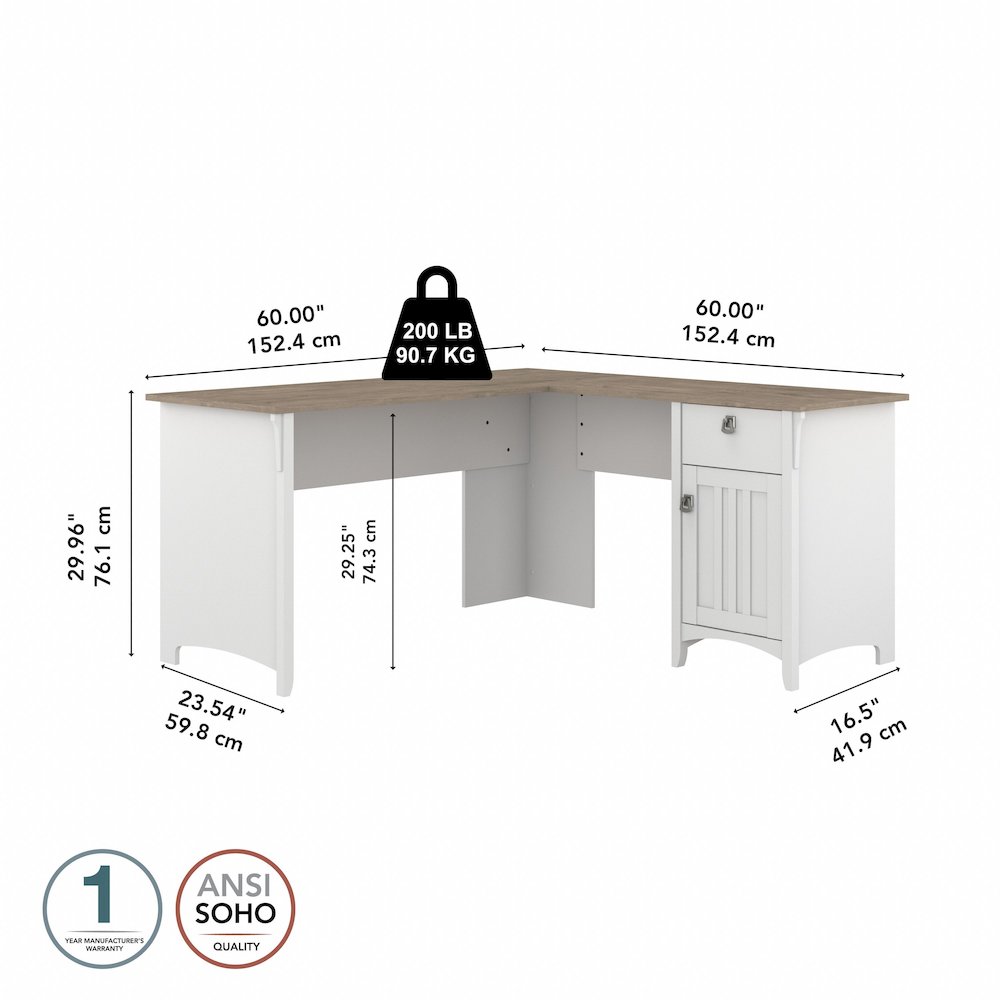 Salinas 60W L Shaped Desk with Storage. Picture 7