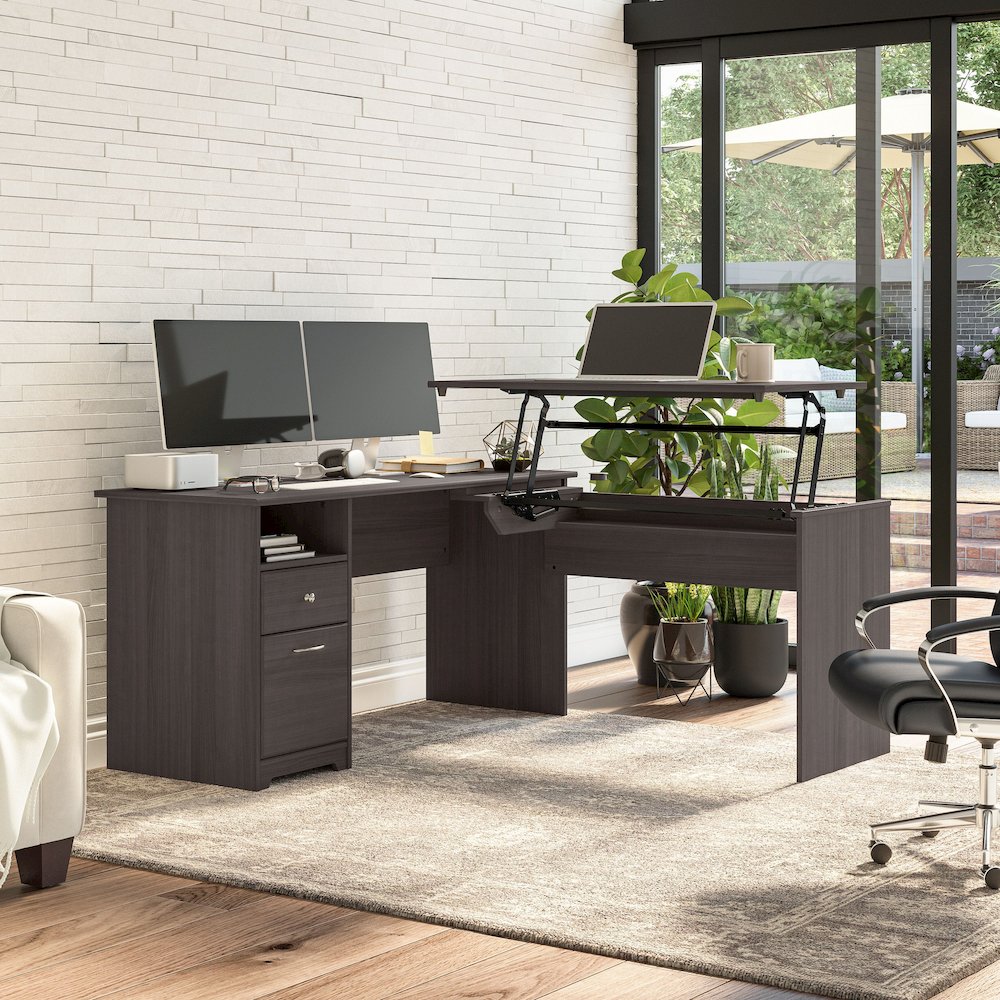 Cabot 60W 3 Position Sit to Stand L Shaped Desk. Picture 2