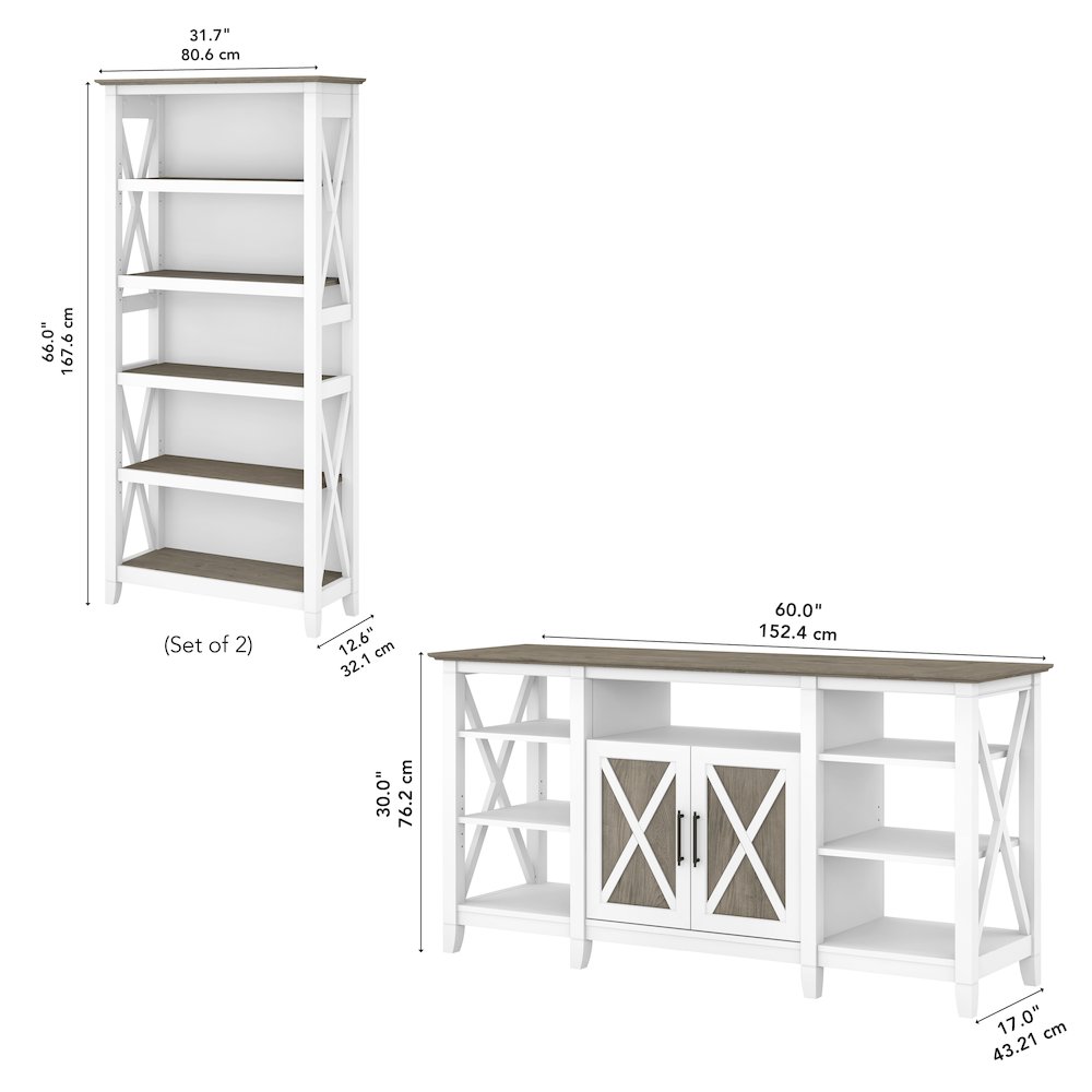 Key West Tall TV Stand with Set of 2 Bookcases. Picture 9