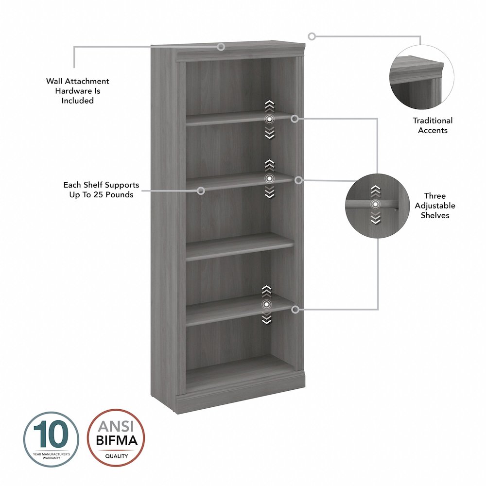 Saratoga Tall 5 Shelf Bookcase. Picture 4