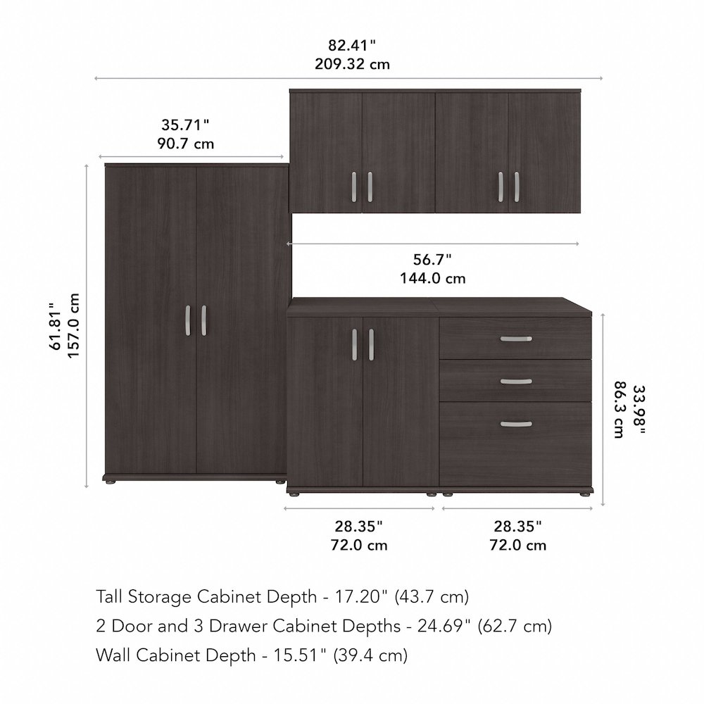 Universal 5 Piece Modular Garage Storage Set with Floor and Wall Cabinets. Picture 4