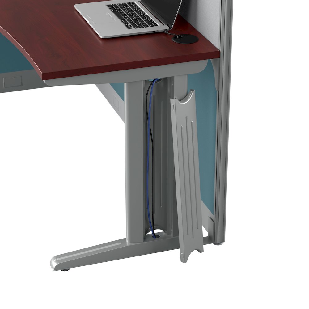65W L Shaped Cubicle Desk with Storage, Drawers, and Organizers. Picture 7