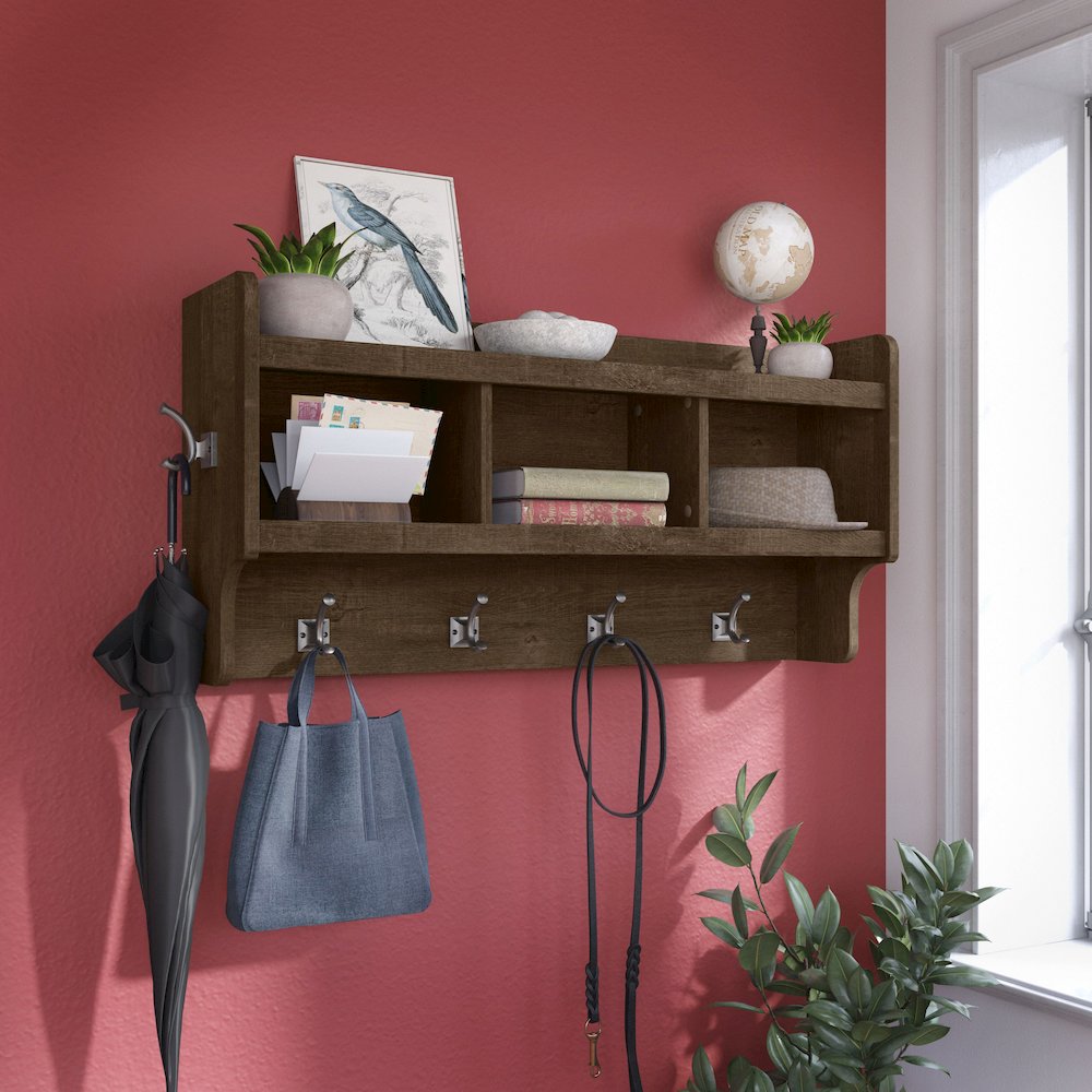 Woodland 40W Wall Mounted Coat Rack with Shelf. Picture 2