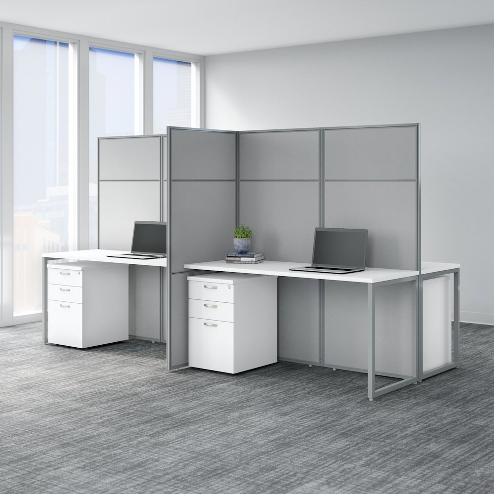Easy Office 60W 4 Person Cubicle Desk with File Cabinets and 66H Panels. Picture 2