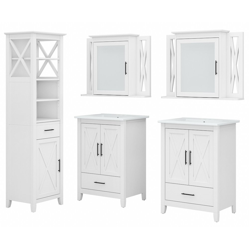 Key West 48W Double Vanity Set with Sinks, Medicine Cabinets and Linen Tower. Picture 1