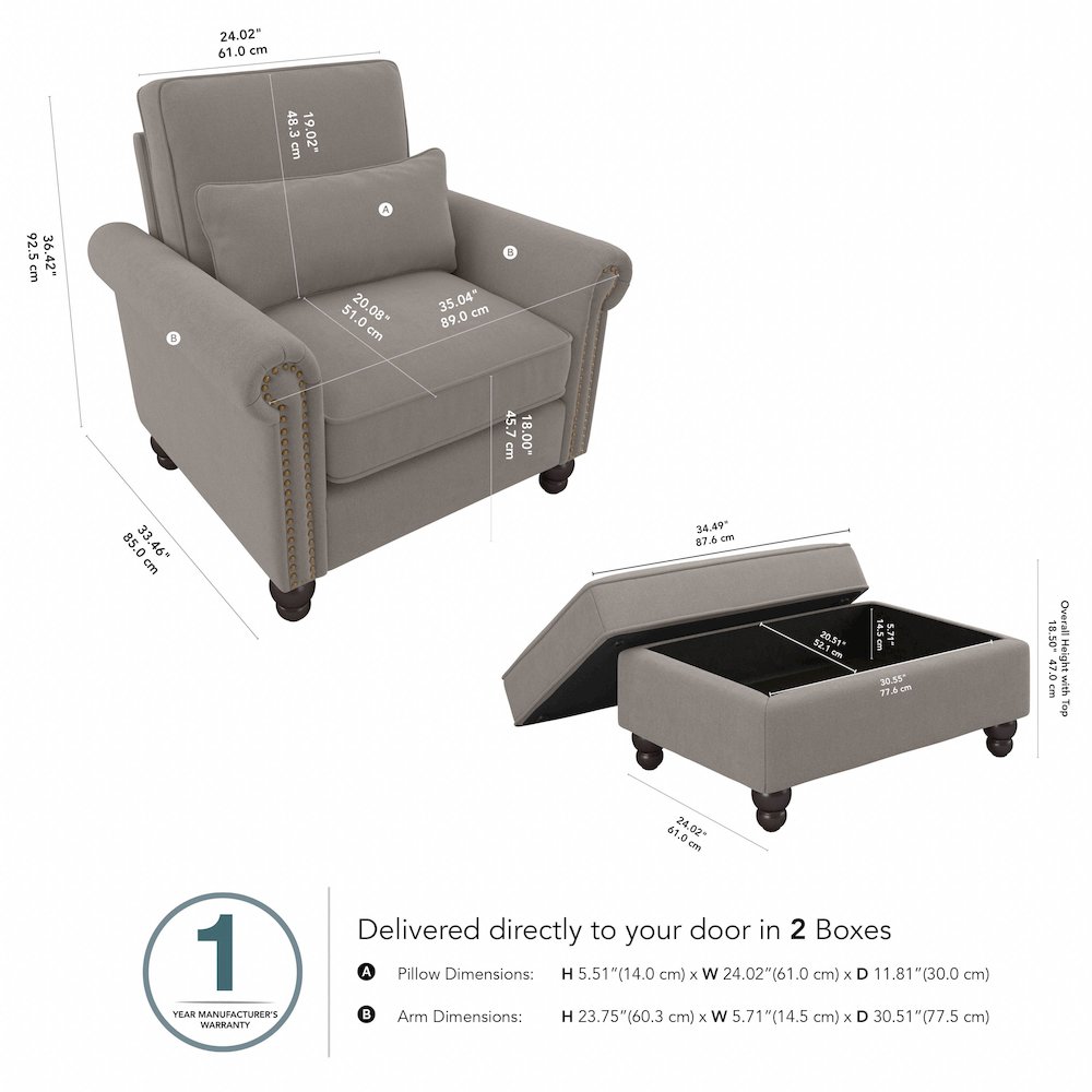 Coventry Accent Chair with Ottoman Set. Picture 7