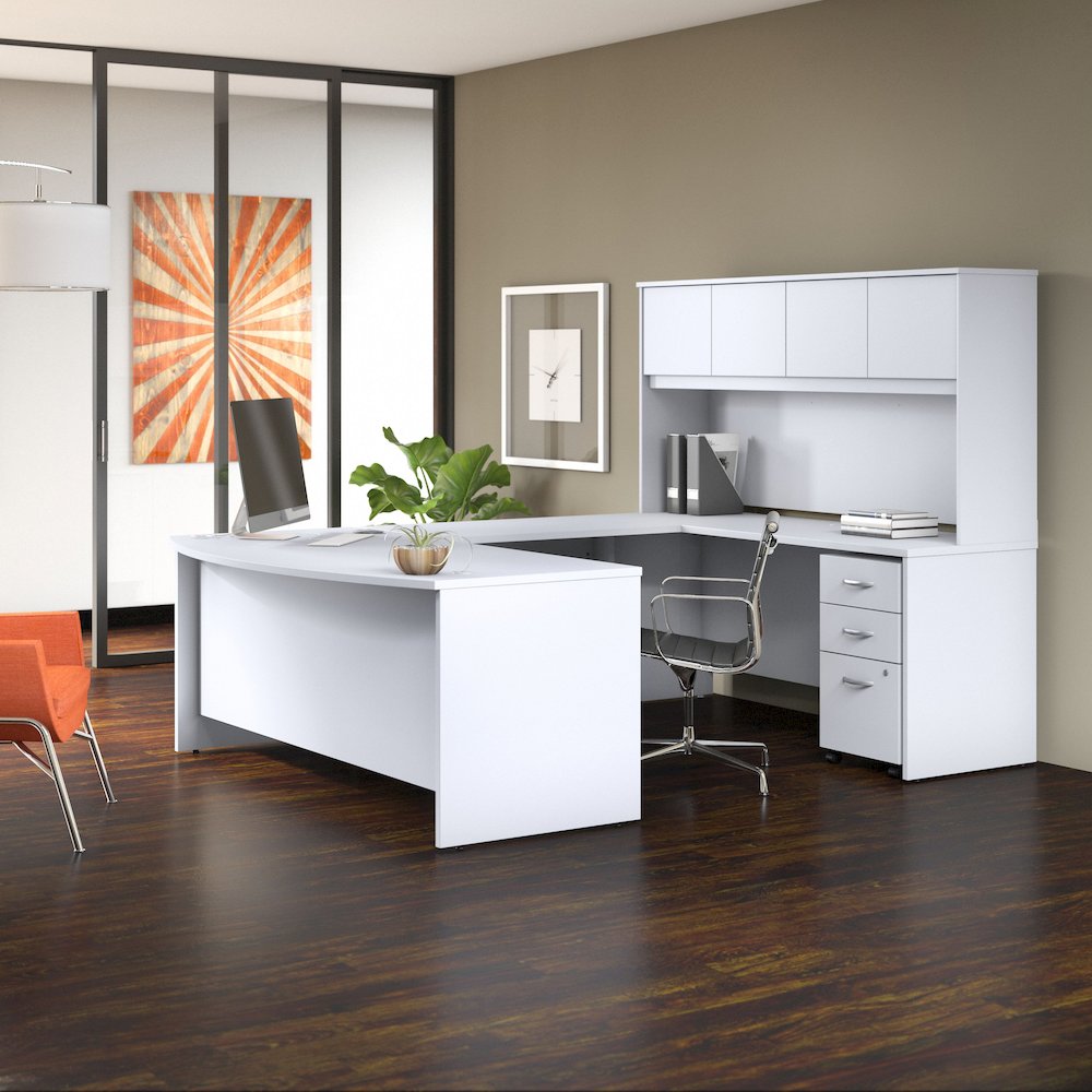 Studio C 72W x 36D U Shaped Desk with Hutch and Mobile File Cabinet. Picture 2