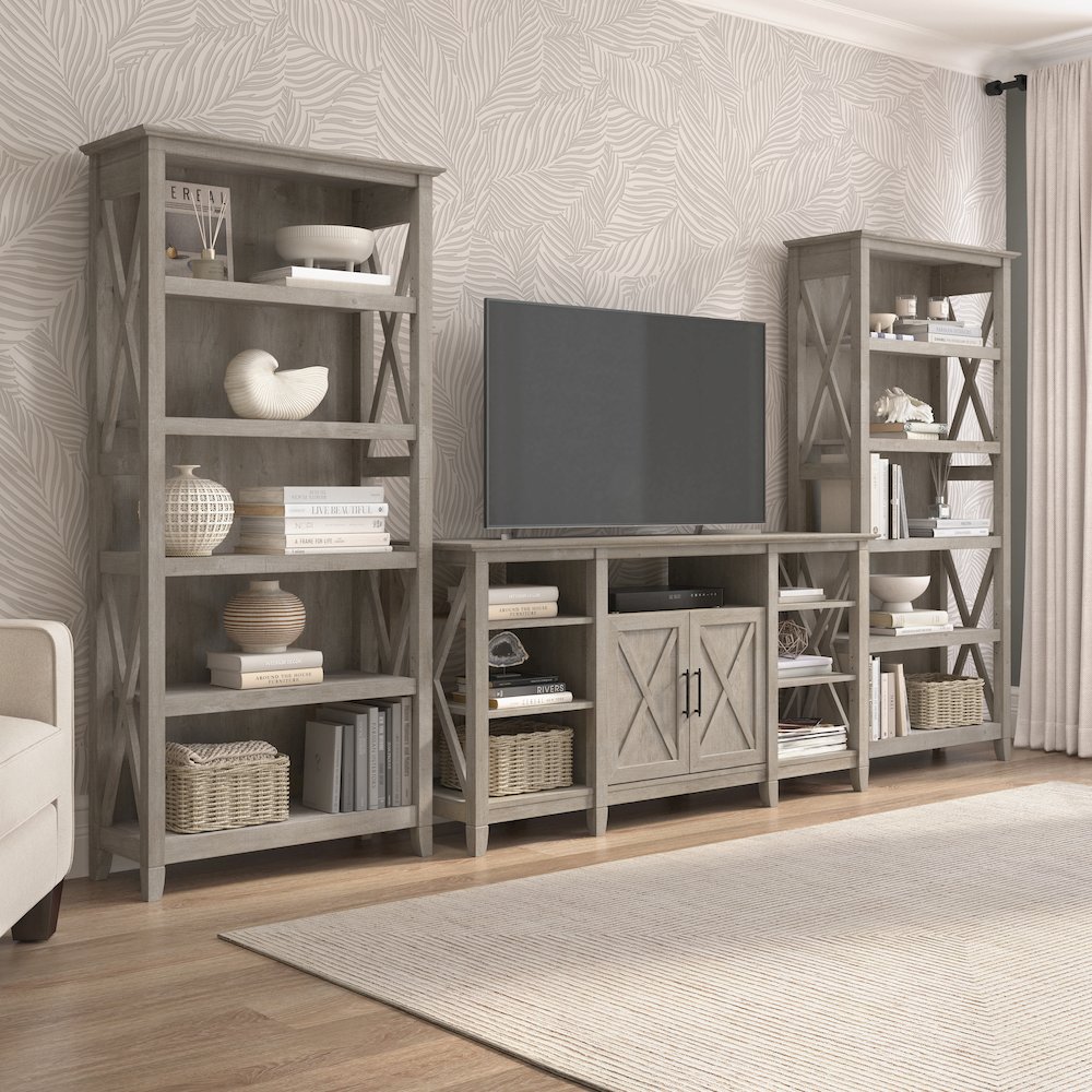 Key West Tall TV Stand with Set of 2 Bookcases. Picture 2