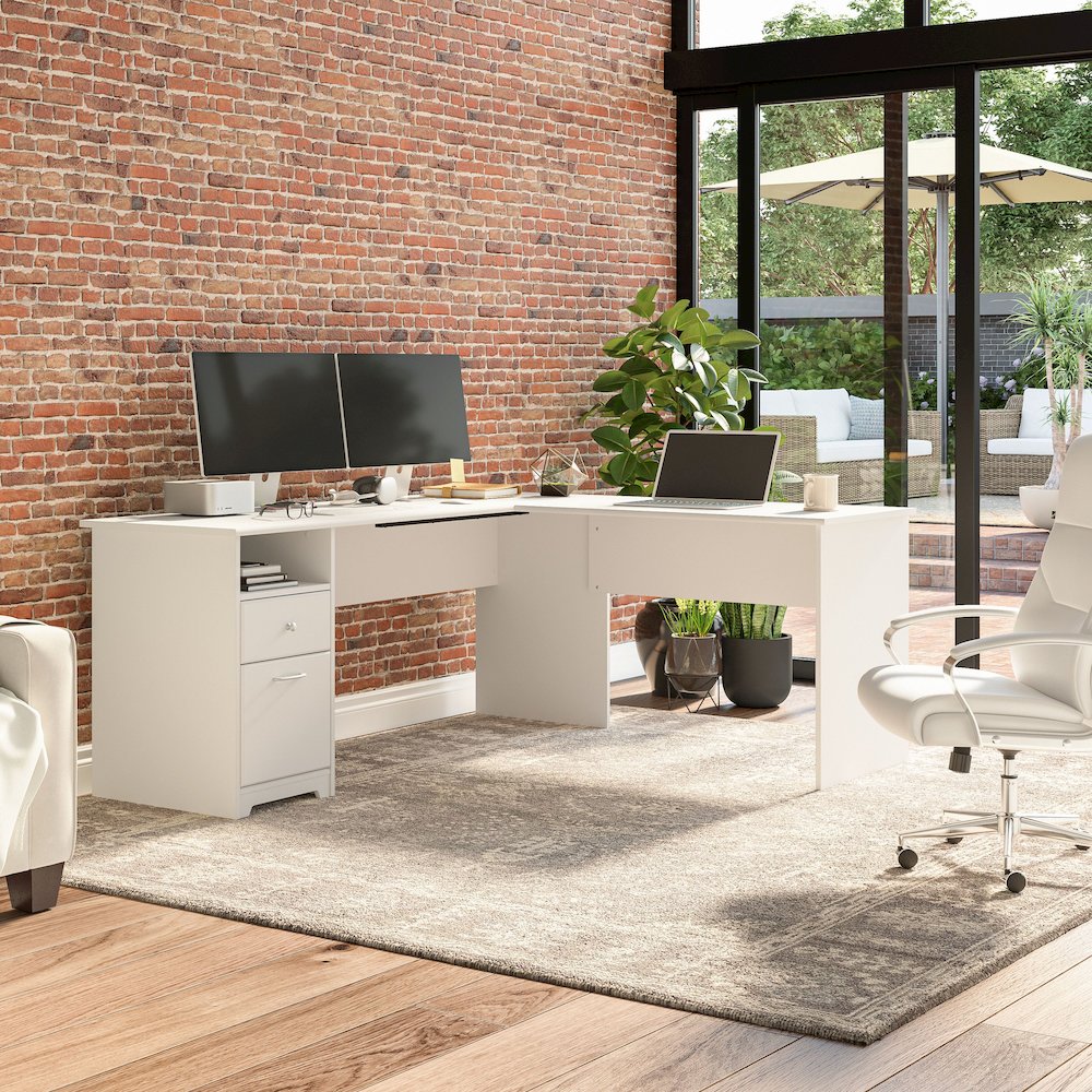 Cabot 72W L Shaped Computer Desk with Drawers. Picture 2