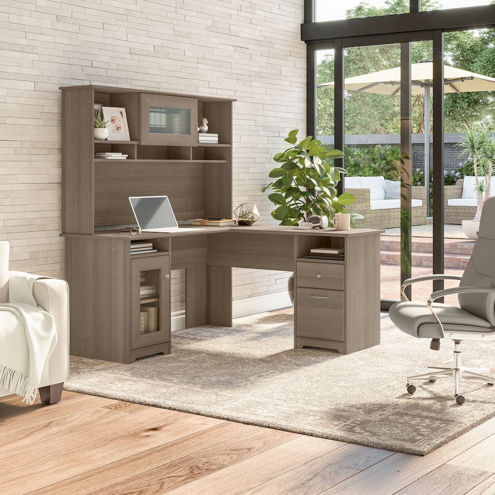 Cabot 60W L Shaped Computer Desk with Hutch and Storage. Picture 2