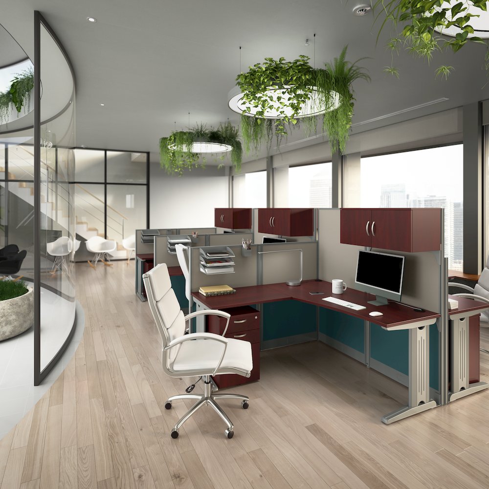 2 Person Straight Cubicle Desks with Storage, Drawers, and Organizers. Picture 3