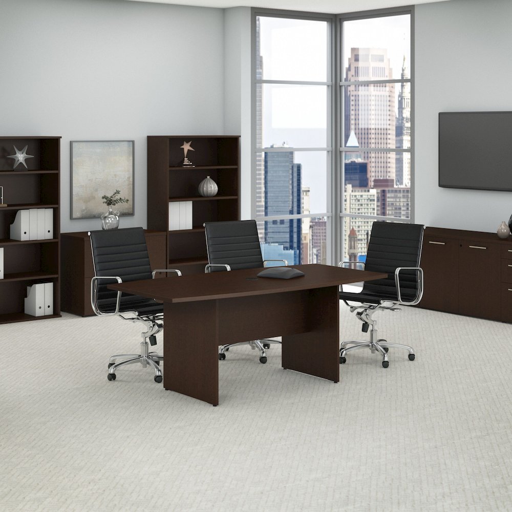 72W x 36D Boat Shaped Conference Table with Wood Base. Picture 2