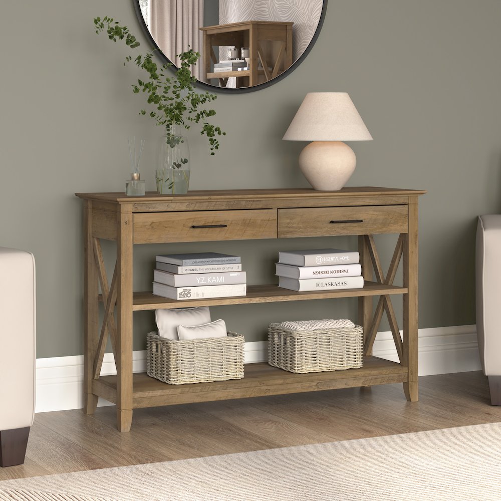 Key West Console Table with Drawers and Shelves. Picture 2