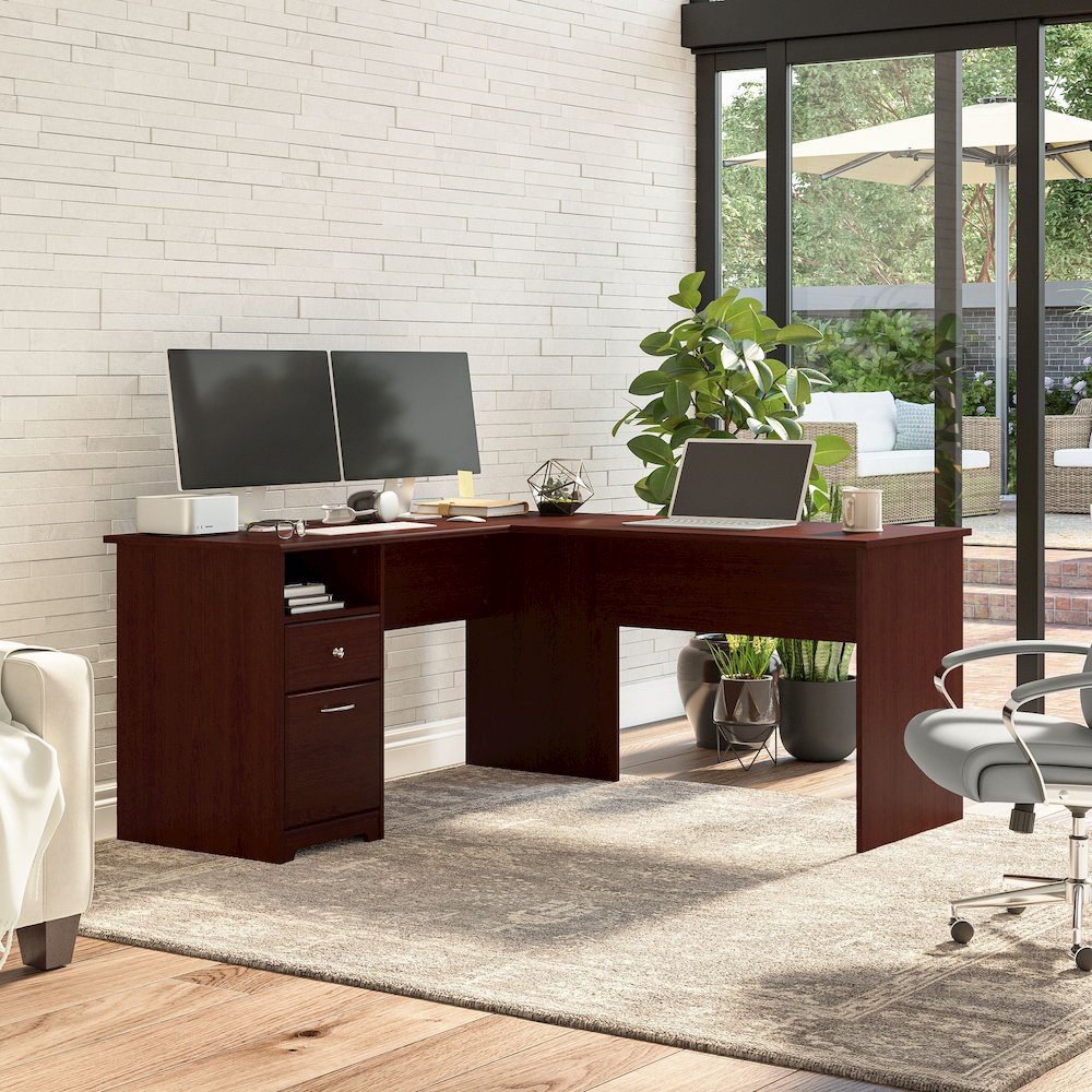 Cabot 60W L Shaped Computer Desk with Drawers. Picture 2