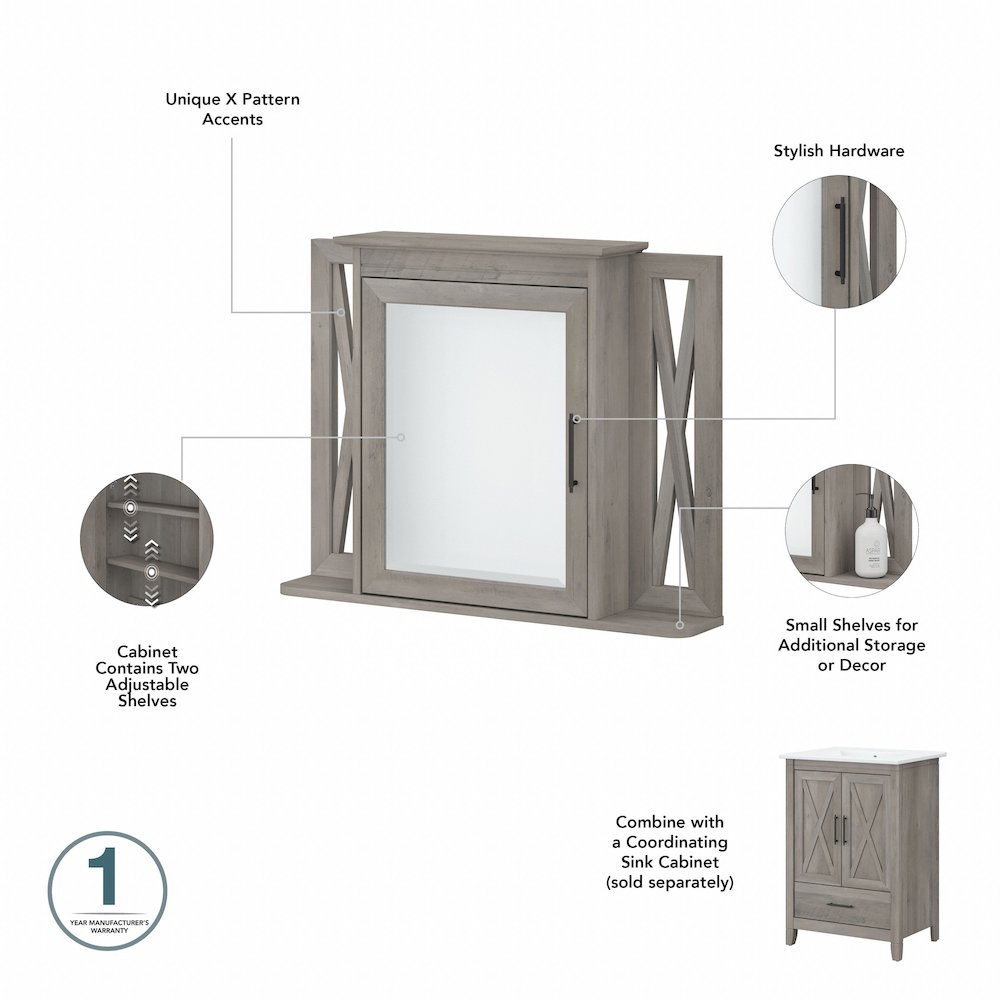 32W Bathroom Vanity Sink with Mirror and Over The Toilet Storage Cabinet. Picture 9