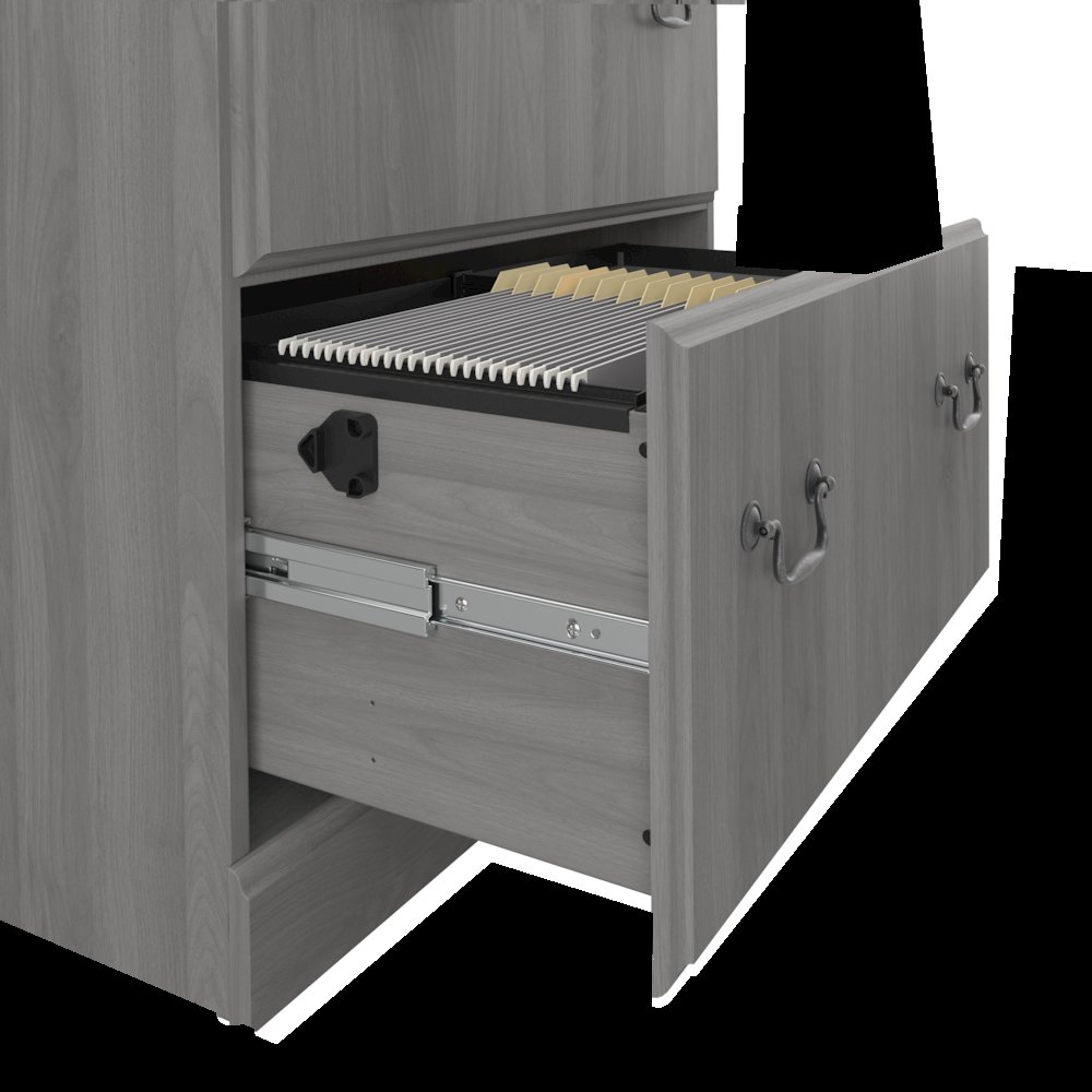Saratoga L Shaped Computer Desk with File Cabinet and Bookcase Set. Picture 5