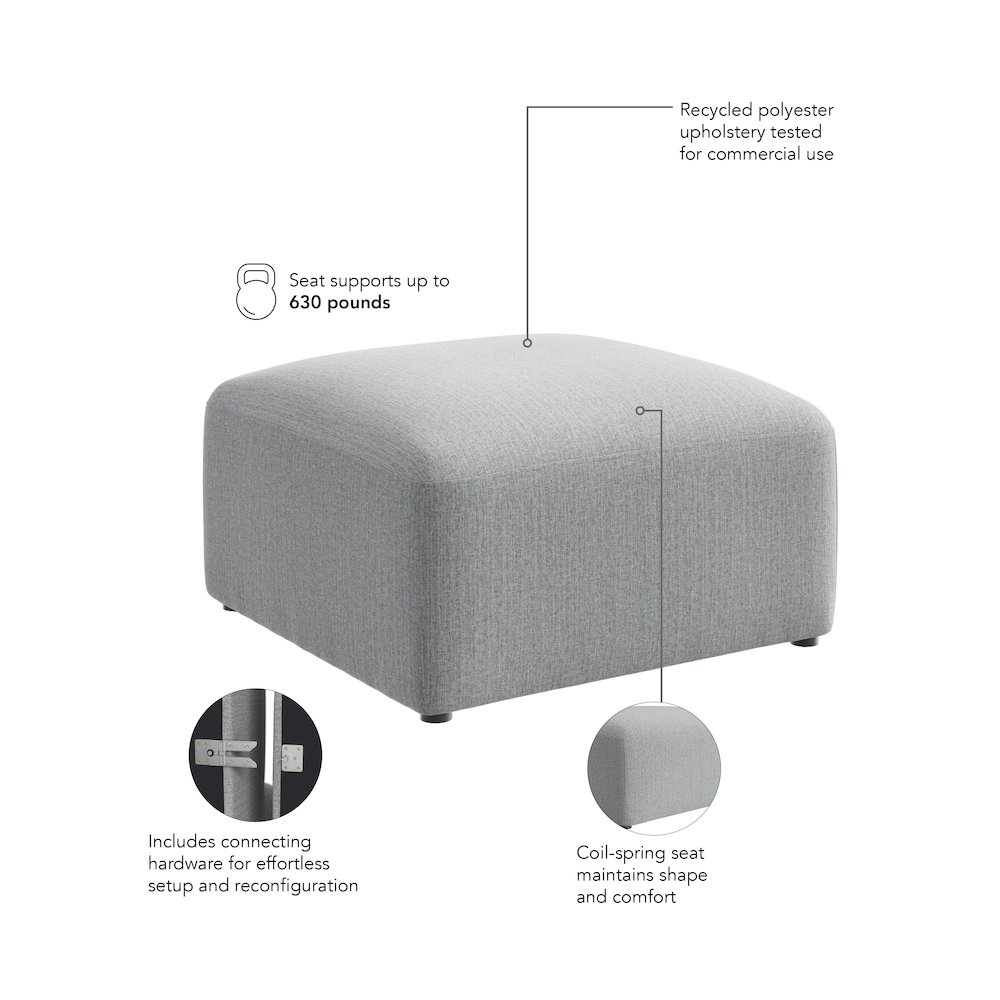 Assemble Modular Lounge Ottoman in Fog Fabric. Picture 7