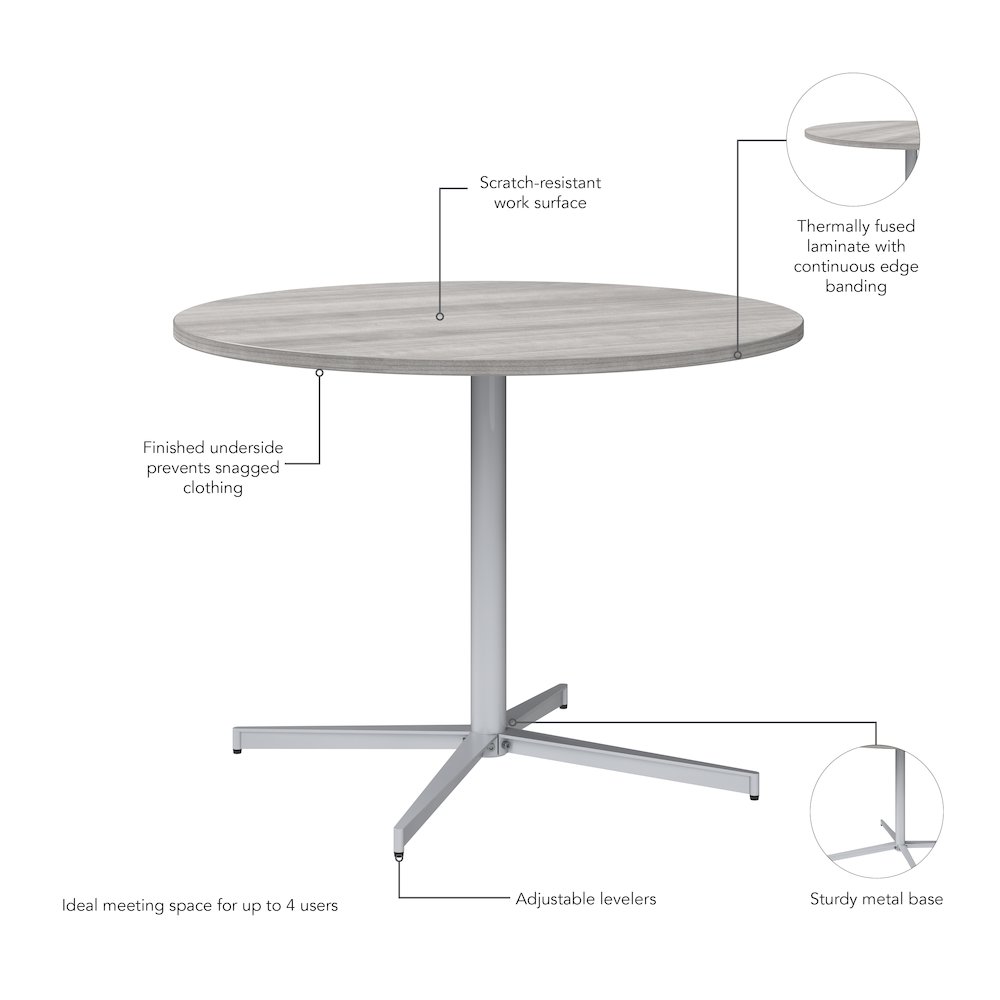 42-inch Round Conference Table with Metal Base in Platinum Gray. Picture 6