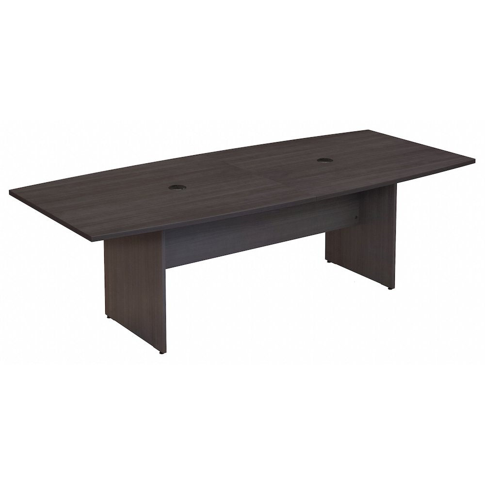 96W x 42D Boat Shaped Conference Table with Wood Base. Picture 1