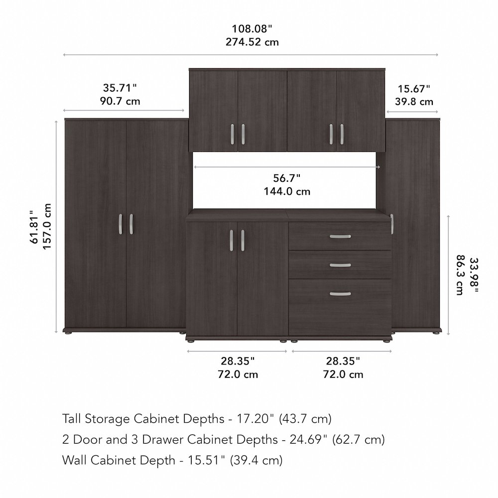 Universal 6 Piece Modular Closet Storage Set with Floor and Wall Cabinets. Picture 4