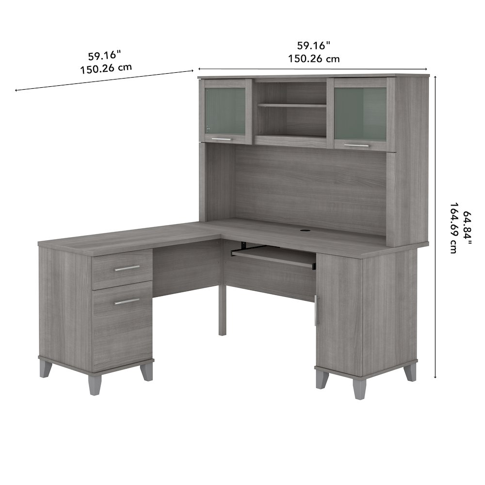 Somerset 60W L Shaped Desk with Hutch. Picture 8