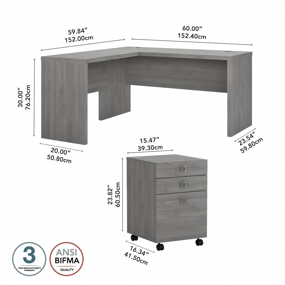 Echo L Shaped Desk with Mobile File Cabinet. Picture 10