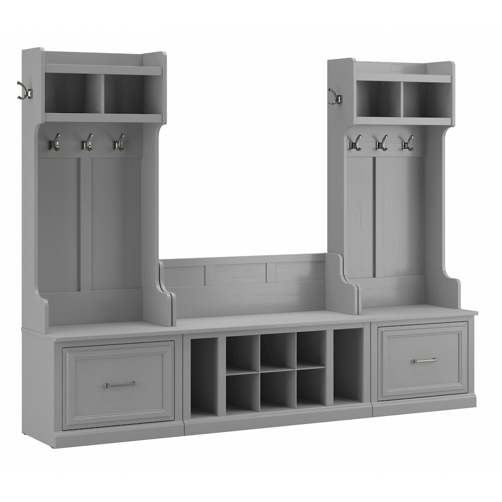 Woodland Entryway Storage Set with Hall Trees and Shoe Bench with Drawers. Picture 1