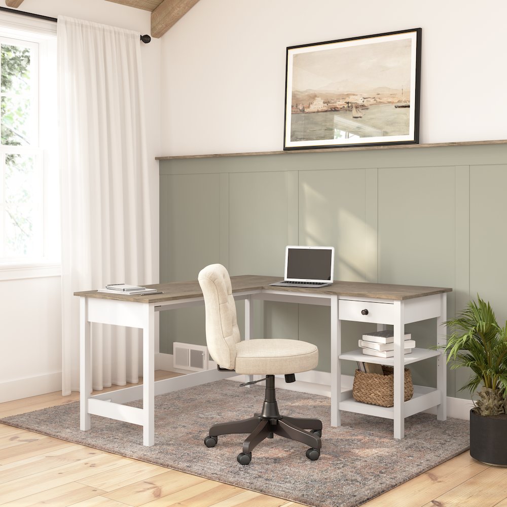 Mayfield 60W L Shaped Computer Desk with Storage. Picture 2