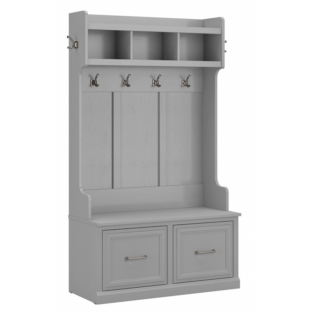 Woodland 40W Hall Tree and Shoe Storage Bench with Doors. Picture 1
