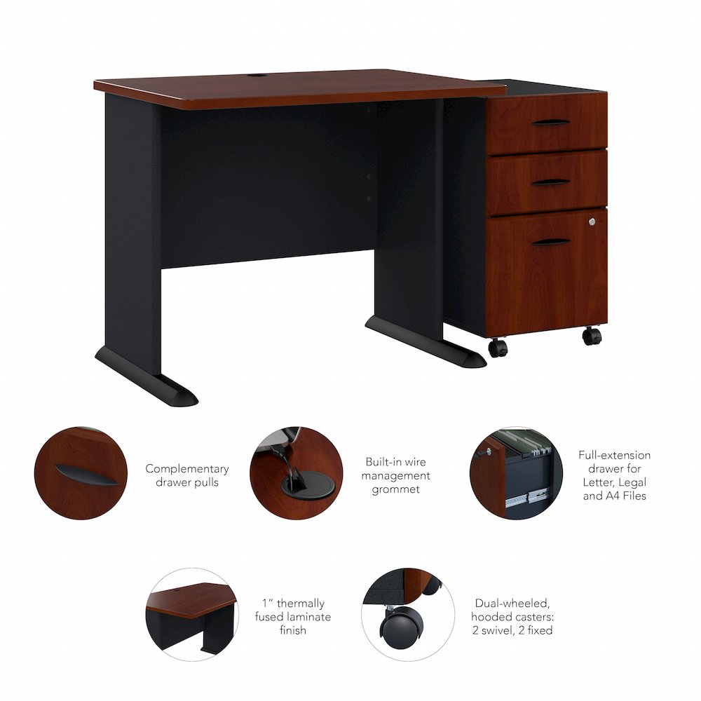 Series A 36W Desk with Mobile File Cabinet. Picture 8