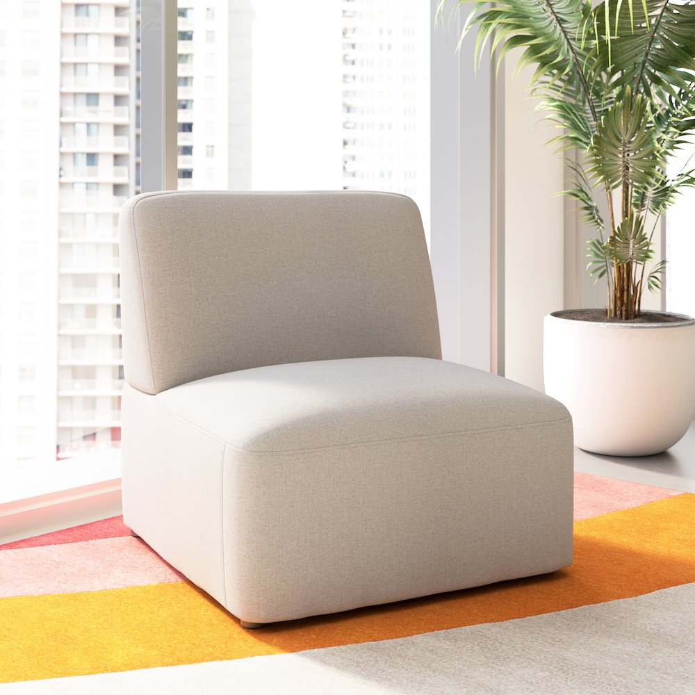 Assemble Modular Armless Lounge Chair in Oat Fabric. Picture 2