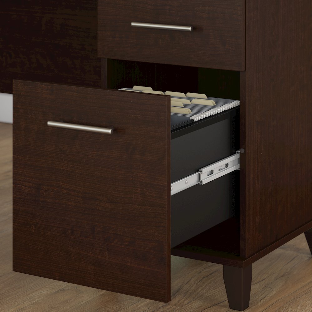 Somerset 60W L Shaped Desk with Hutch and 5 Shelf Bookcase. Picture 4