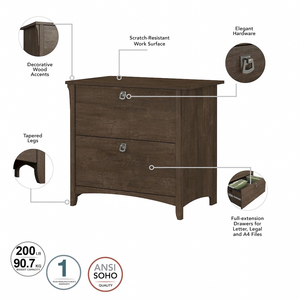Salinas 60W L Shaped Desk with Lateral File Cabinet and 5 Shelf Bookcase. Picture 9