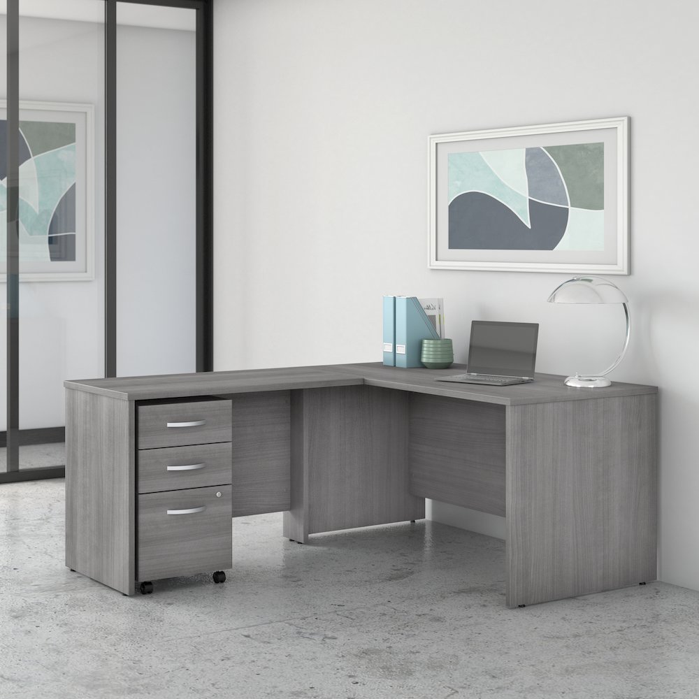 Studio C 60W x 30D L Shaped Desk with Mobile File Cabinet and 42W Return. Picture 2