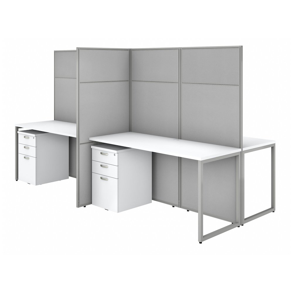 Easy Office 60W 4 Person Cubicle Desk with File Cabinets and 66H Panels. Picture 1