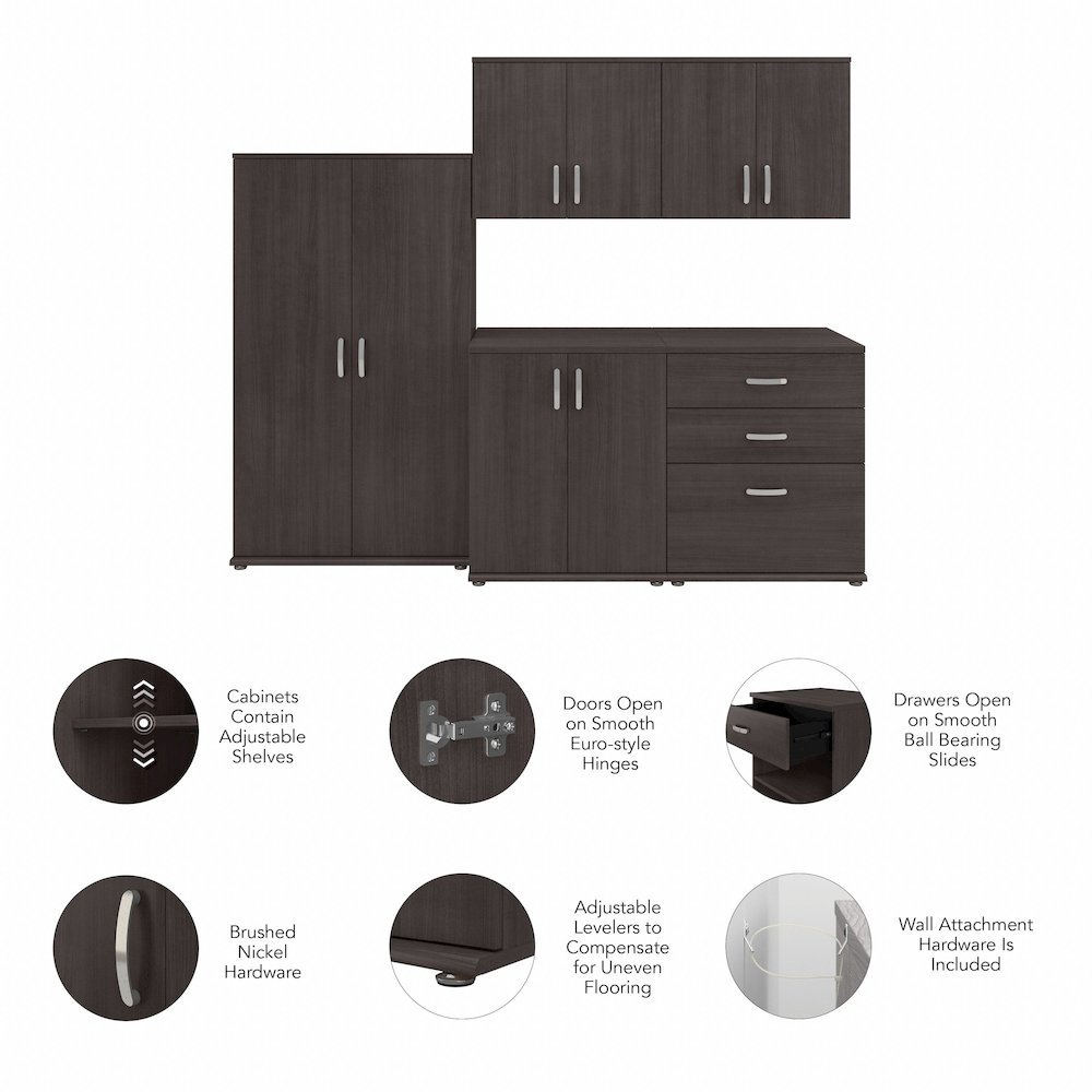 Universal 5 Piece Modular Garage Storage Set with Floor and Wall Cabinets. Picture 3