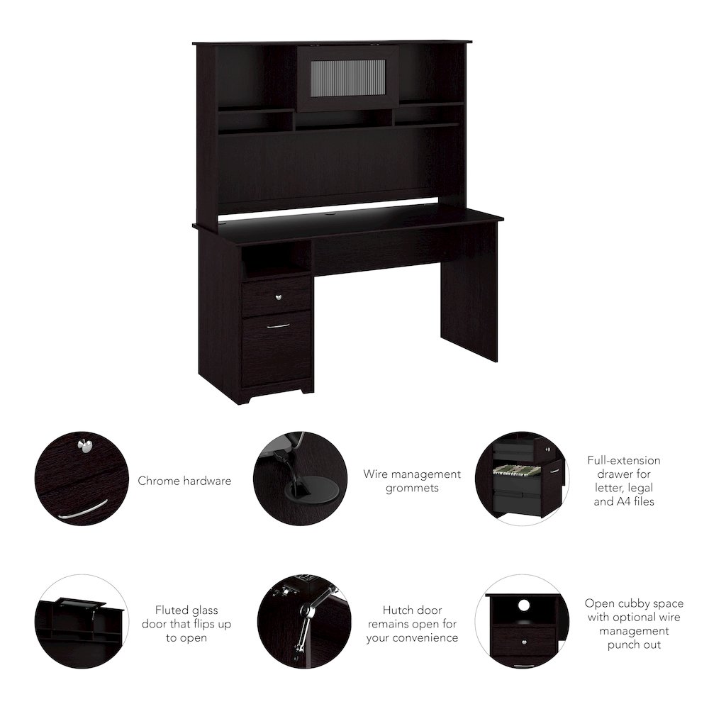 Cabot 60W Computer Desk with Hutch. Picture 8