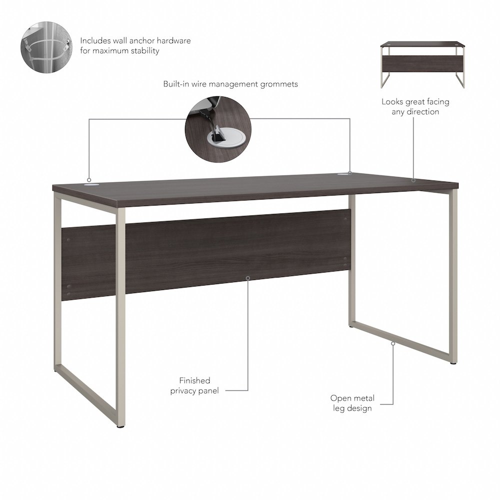 Hybrid 60W x 30D Computer Table Desk with Metal Legs. Picture 6