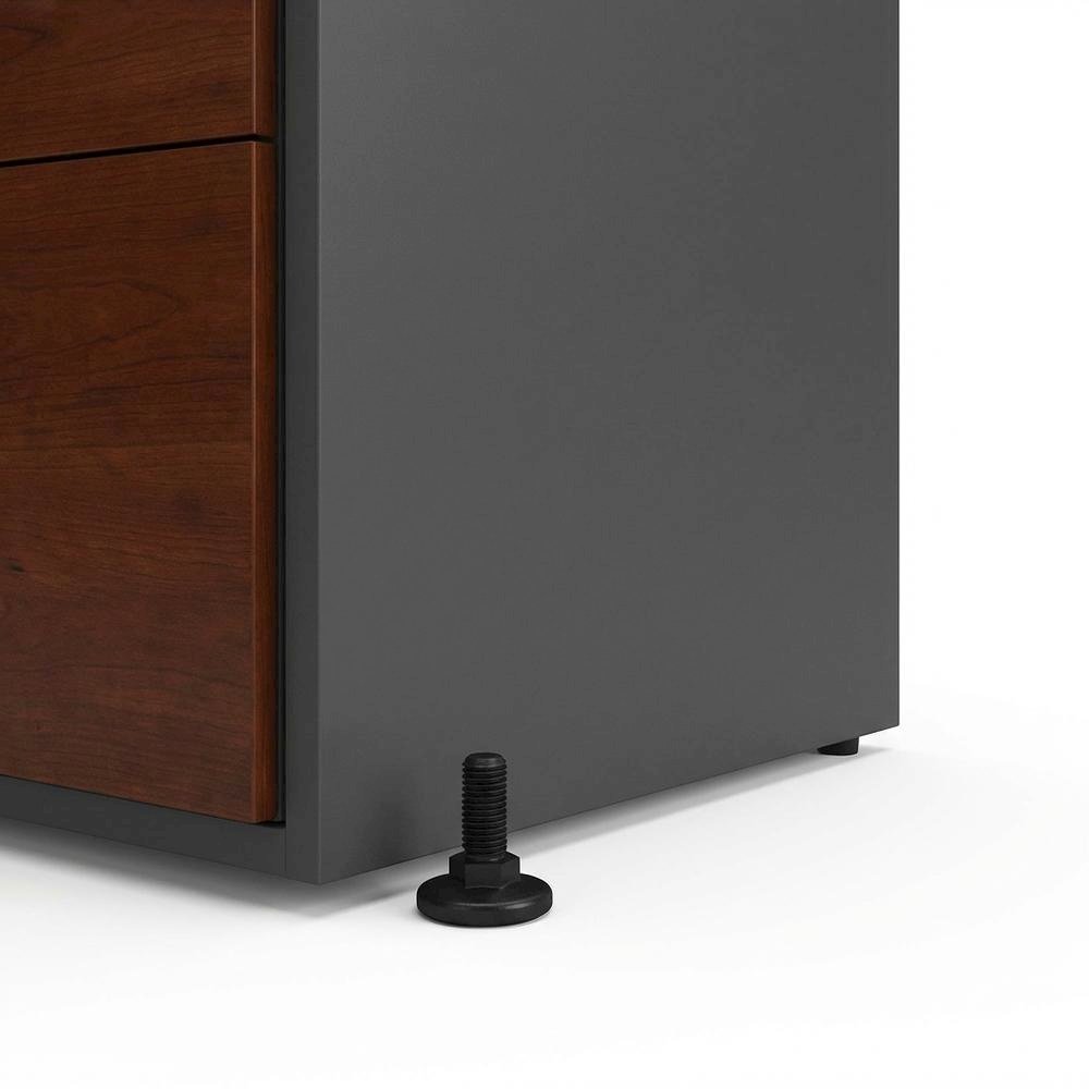 L Shaped Office Desk With Mobile File Cabinet In Hansen Cherry And Gray Finish. Picture 6