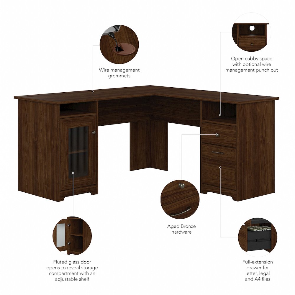 Cabot 60W L Shaped Computer Desk with Storage. Picture 8