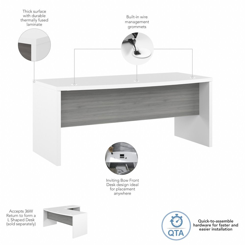 Echo 72W Bow Front Desk. Picture 6