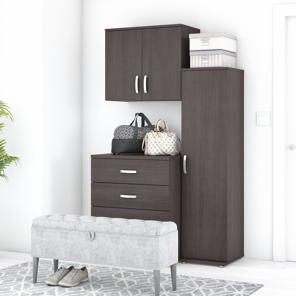 Universal 3 Piece Modular Closet Storage Set with Floor and Wall Cabinets. Picture 2