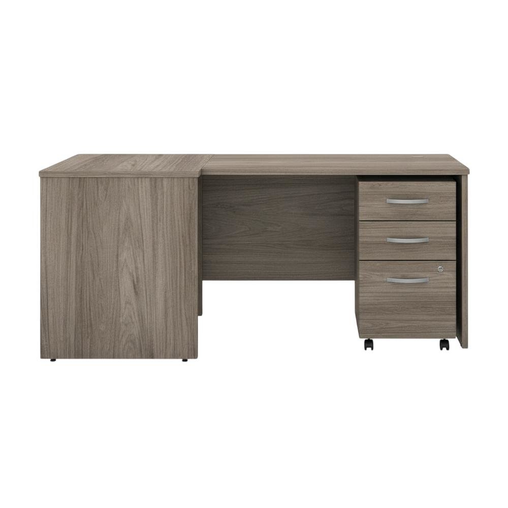 L-Shaped Desk With Mobile File Cabinet And Return In Warm Brown. Picture 4